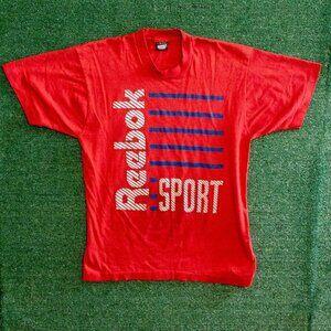 VINTAGE SCREEN STARS BEST REEBOK SPORT MENS T-SHIRT RED WHITE BLUE TEE SIZE L